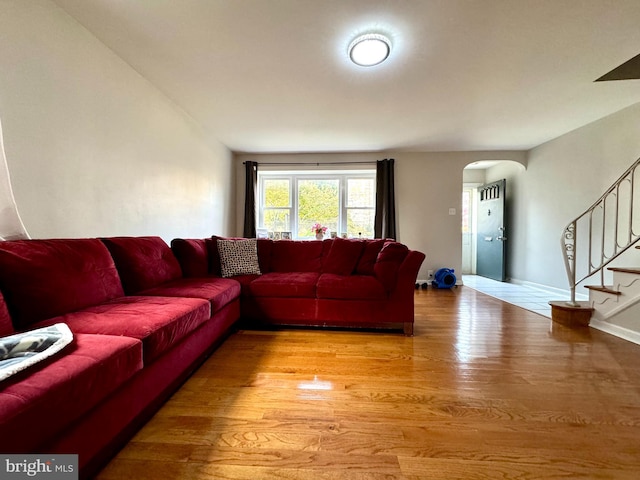 living room featuring light hardwood / wood-style floors