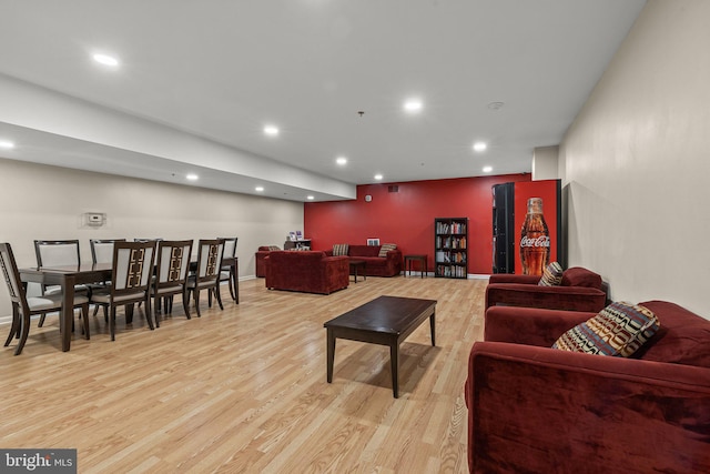 living room with light hardwood / wood-style floors