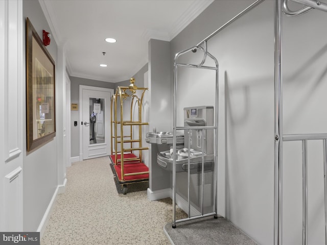 hallway with ornamental molding