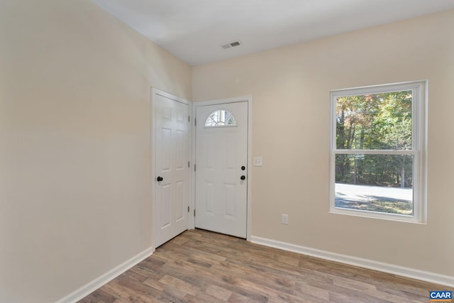 entrance foyer with light wood-type flooring