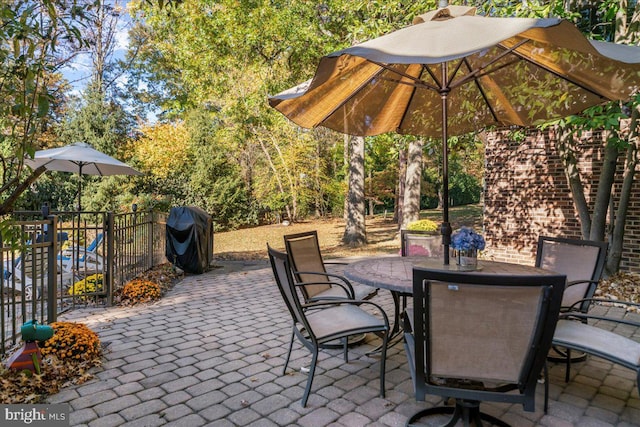 view of patio / terrace with a grill