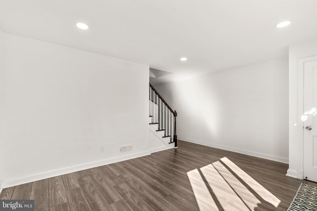 interior space with dark wood-type flooring