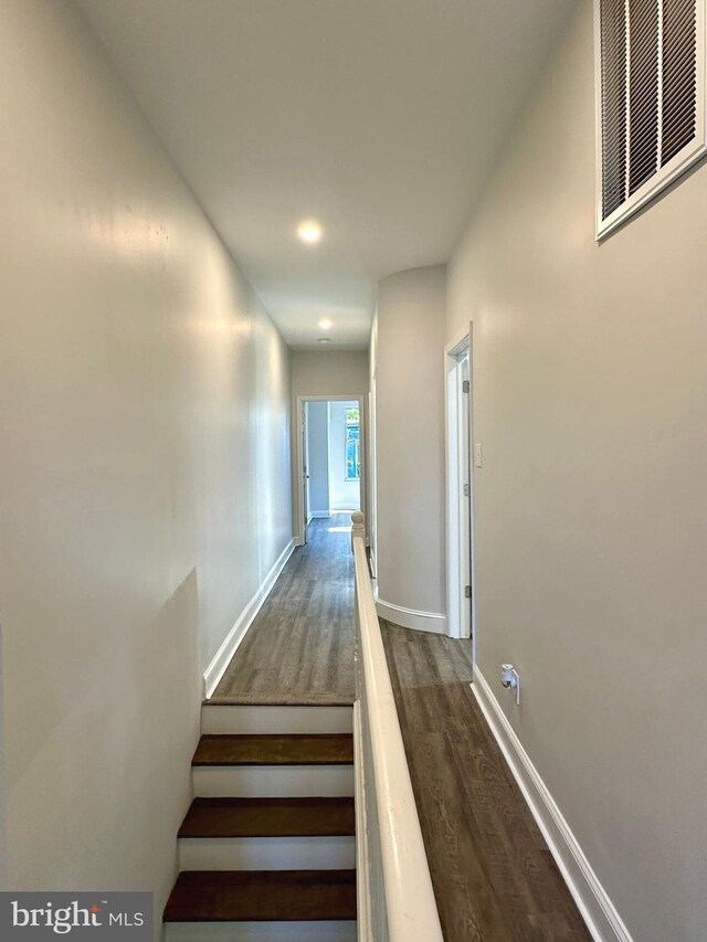 hall featuring dark hardwood / wood-style flooring