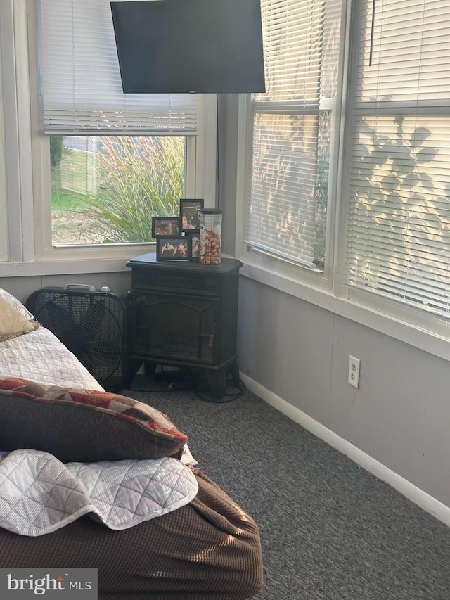 living area with carpet floors