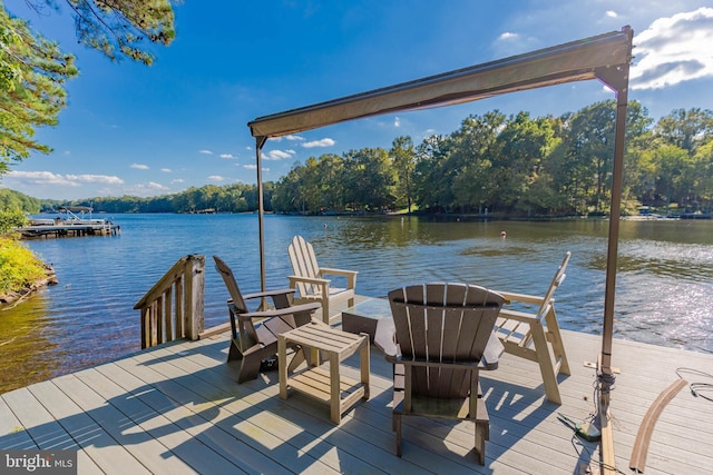 dock area featuring a water view