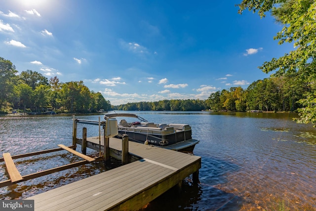 view of dock featuring a water view