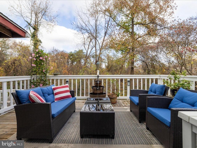 deck with an outdoor living space