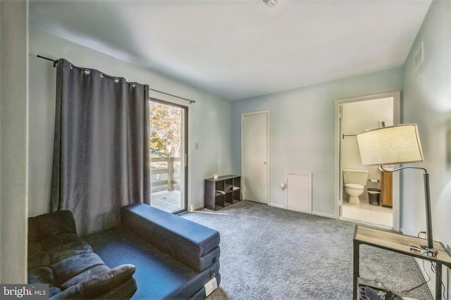 living room with carpet floors