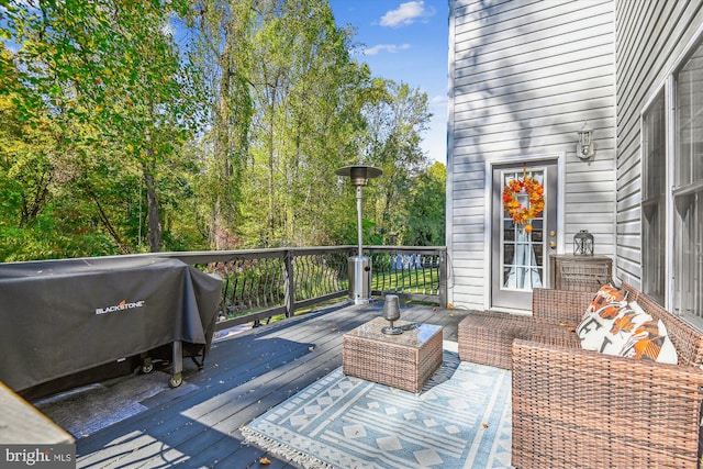 deck featuring grilling area