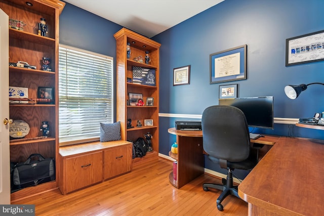 office space featuring light wood-type flooring