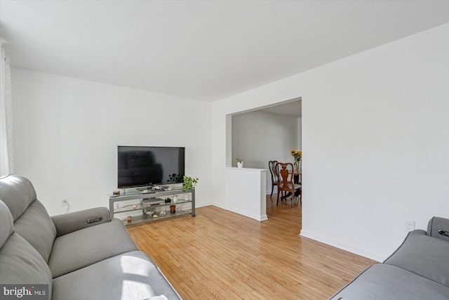 living room featuring light wood-type flooring