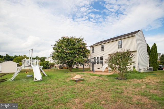 view of yard with a playground