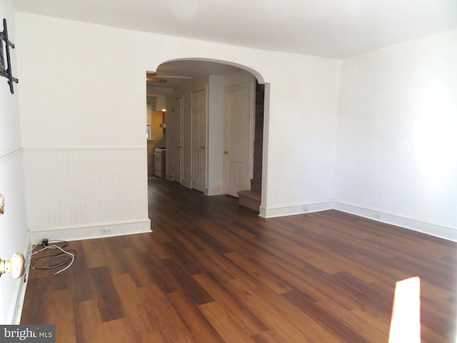 empty room featuring dark hardwood / wood-style floors