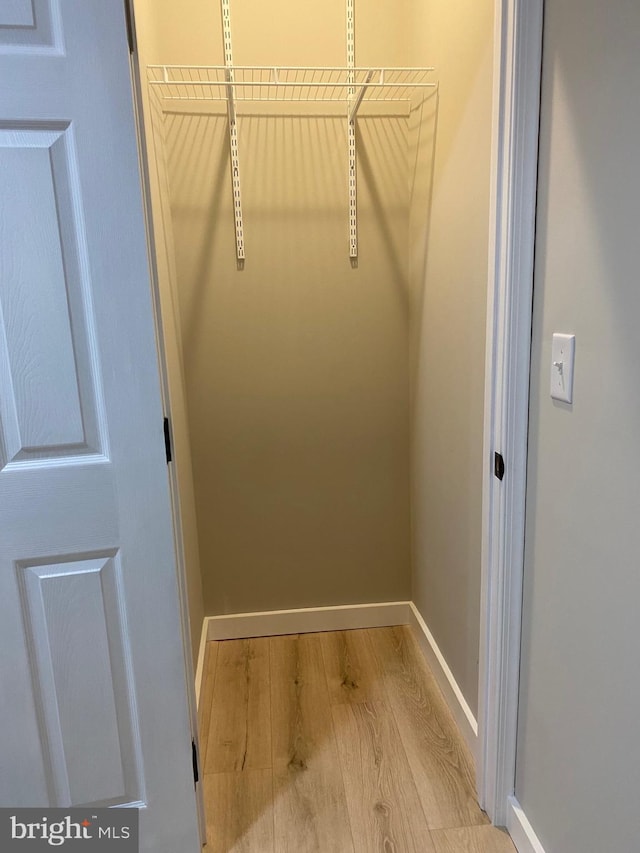 walk in closet featuring light hardwood / wood-style flooring