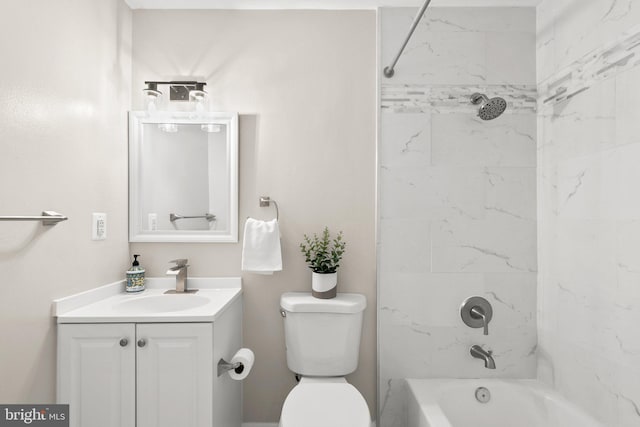 full bathroom with toilet, shower / tub combination, and vanity