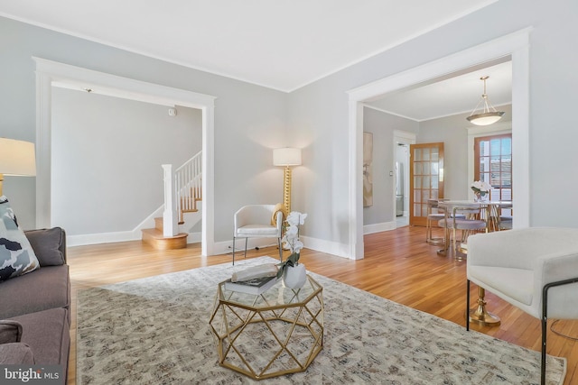 living room with hardwood / wood-style floors