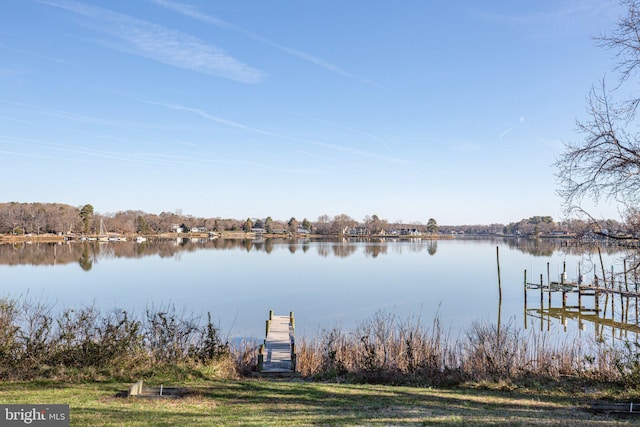 view of dock featuring a water view