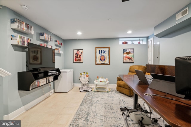 office space featuring light tile patterned floors