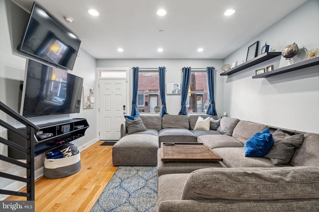 living room featuring wood-type flooring