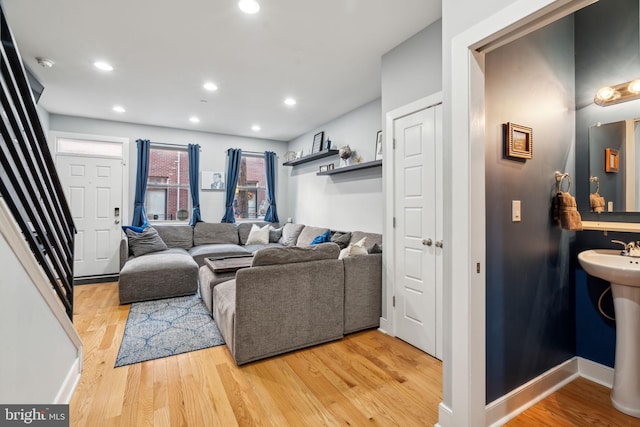 living room featuring light hardwood / wood-style flooring