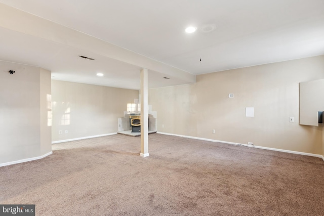 basement featuring carpet floors