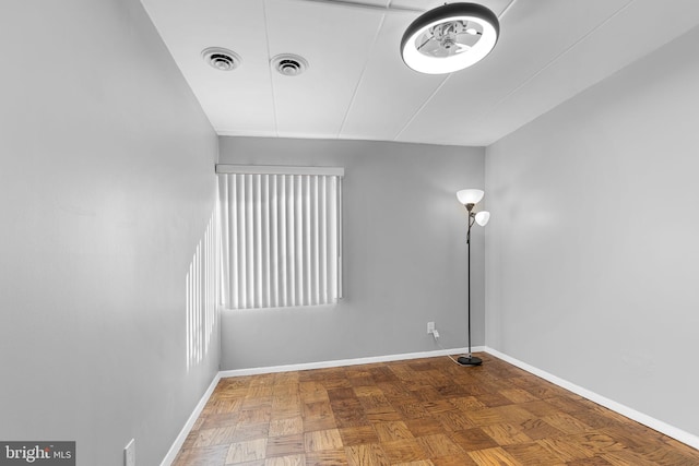 empty room with parquet floors