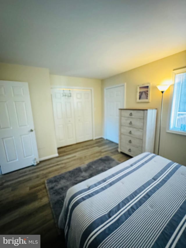 bedroom featuring dark hardwood / wood-style flooring