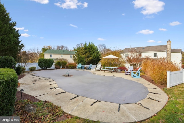 exterior space featuring a fire pit and a patio area