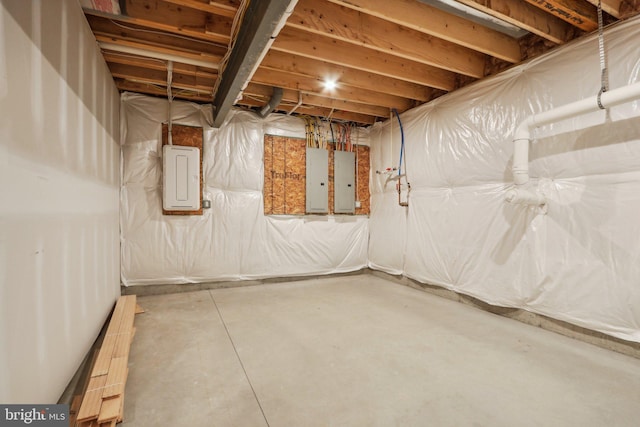 basement with electric panel