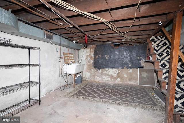 basement with sink