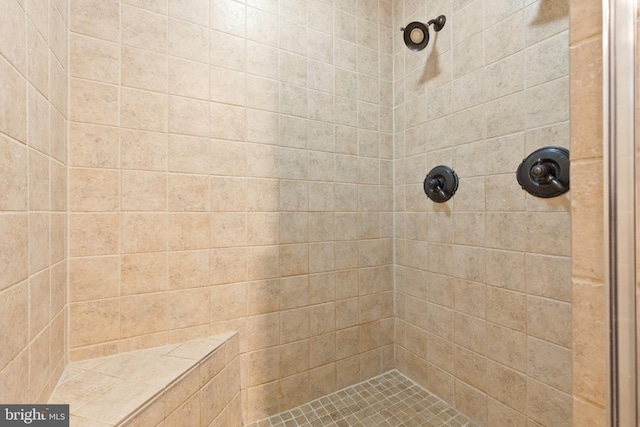 bathroom featuring a tile shower