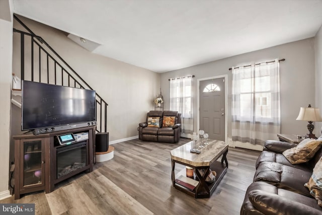 living room featuring hardwood / wood-style floors