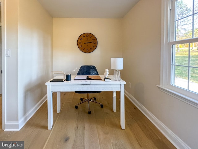 office space featuring light wood-type flooring and a wealth of natural light