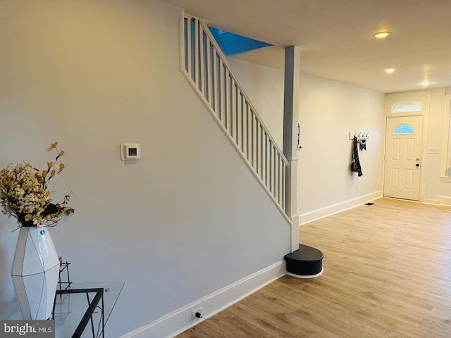 entrance foyer featuring light wood-type flooring