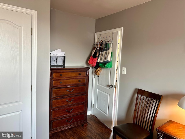 doorway to outside with dark wood-type flooring