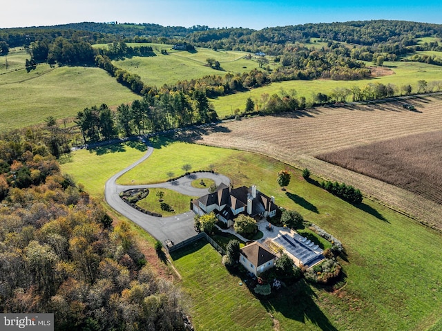 bird's eye view with a rural view