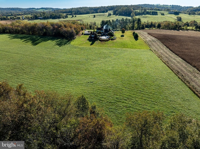 aerial view featuring a rural view