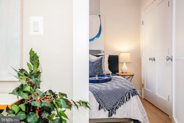 bedroom featuring light hardwood / wood-style floors