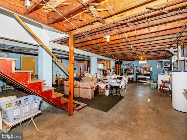 basement with water heater