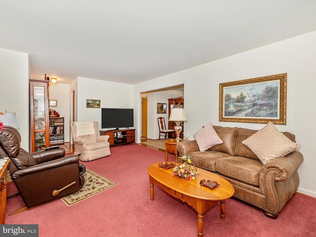 living room featuring carpet flooring