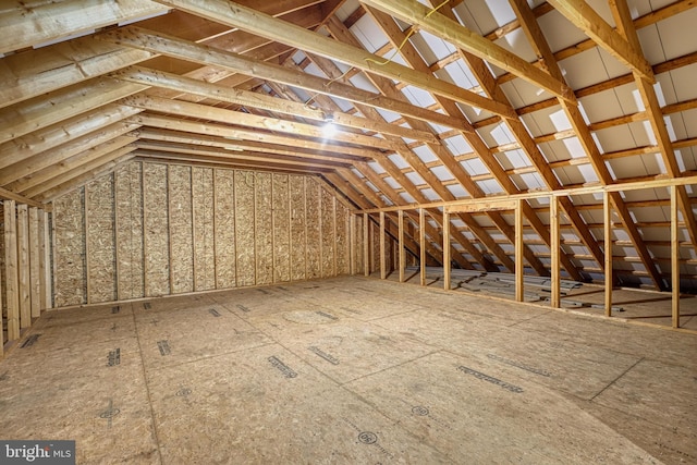 view of unfinished attic