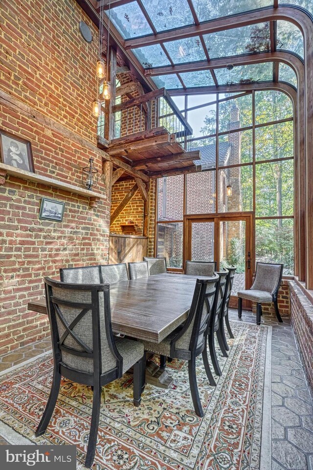995 Black Gap Rd, Fayetteville, PA 17222 - dining area featuring a wealth of natural light and brick wall