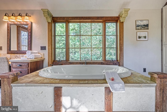 bathroom featuring a tub to relax in