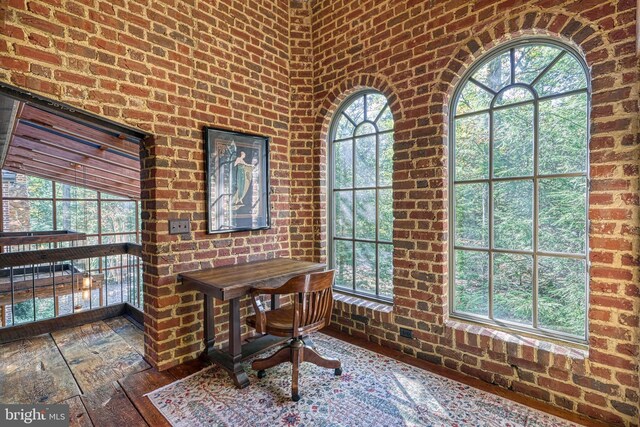 995 Black Gap Rd, Fayetteville, PA 17222 - office featuring brick wall and wood-type flooring