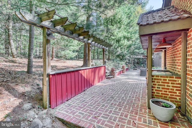 view of patio / terrace featuring a pergola