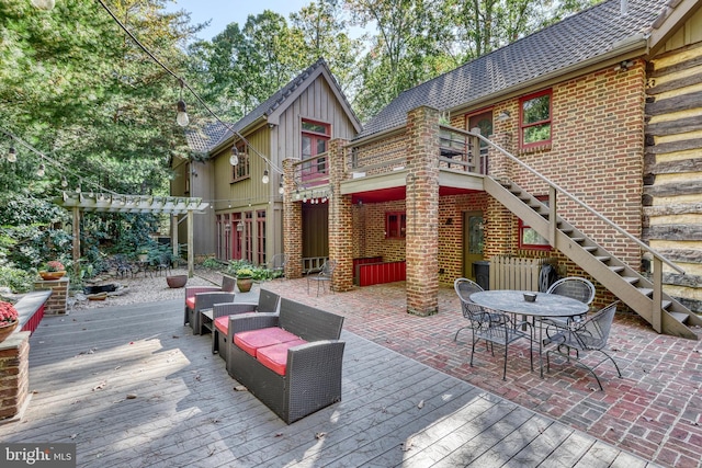 exterior space with a pergola