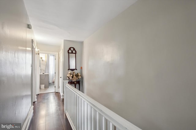 hall featuring dark wood-type flooring