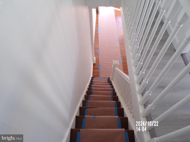 stairs with hardwood / wood-style floors