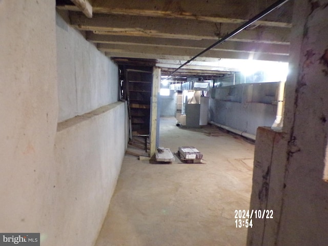 basement with heating unit