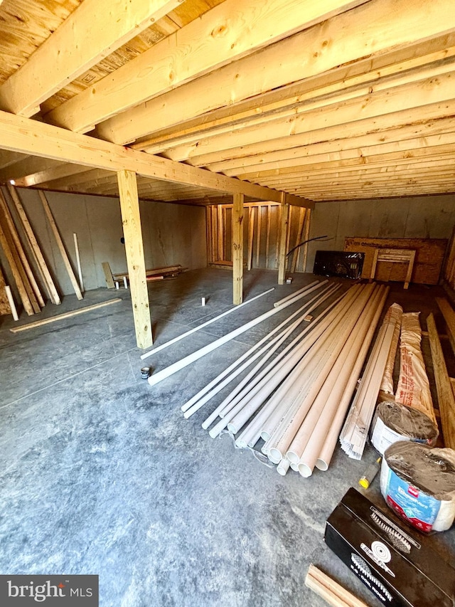 view of unfinished attic